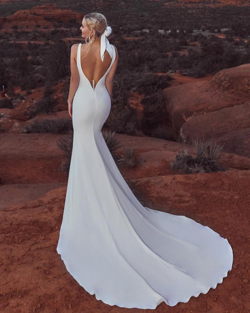 Lp2006 simple sexy wedding dress with cape and backless design4